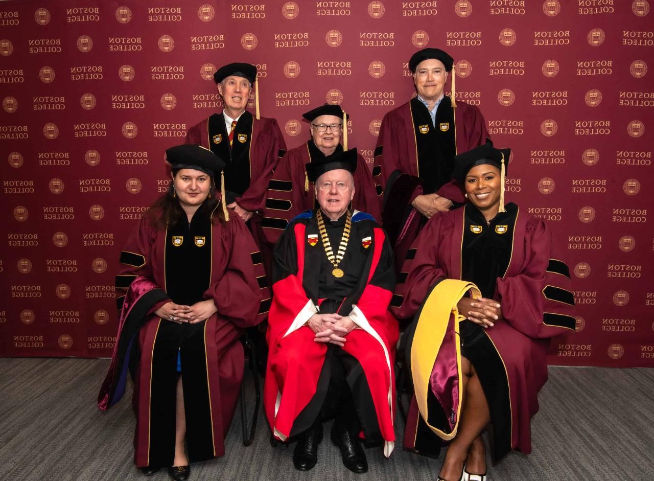 2023 honorary degree recipients with BC President Fr. Leahy